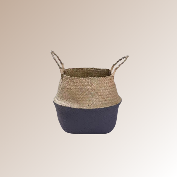 დაწნული კალათა ჩალის (შავი) პატარა